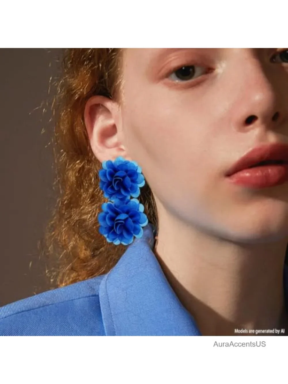 Oversized Double Layer Tulle Flower Stud Earrings Lightweight Mesh Statement